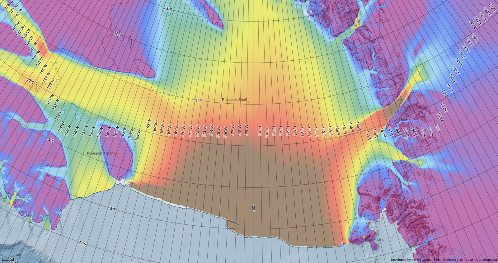 Map of Ross Ice Shelf and surrounds